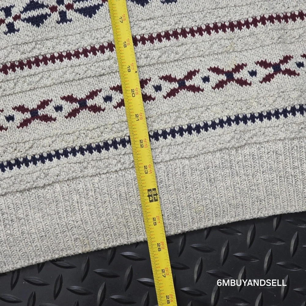 Authentic‎ Issue 90 Vintage Mens Large Cotton Knit Fair Isle Sweater Made in USA